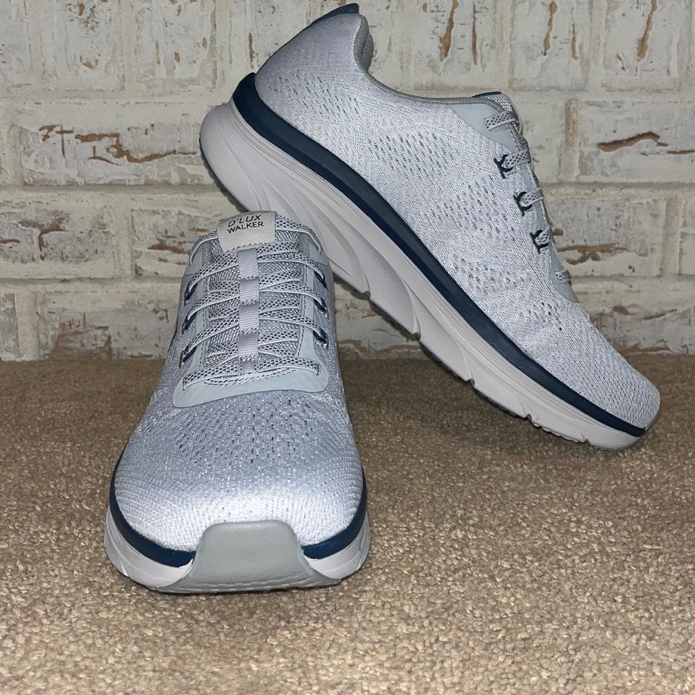 Skechers Relaxed Fit D'Lux Walker Men's Athletic Shoes Gray/Blue sz 14